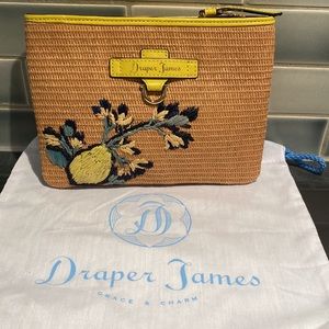 Draper James Straw Lemon Clutch NWT